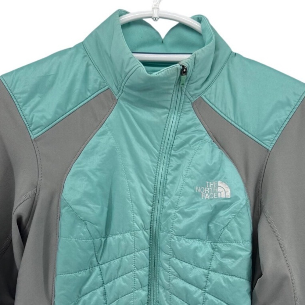 The North Face Womens PrimaLoft Hybrid Jacket Teal Grey Thumbholes Size S